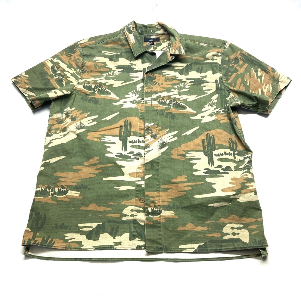 Banana Republic Short-Sleeve Green Camo Button-Up Shirt